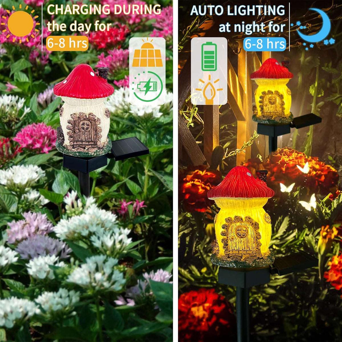 Lampa decorativa de gradina cu încarcare solara, model casuta din povesti