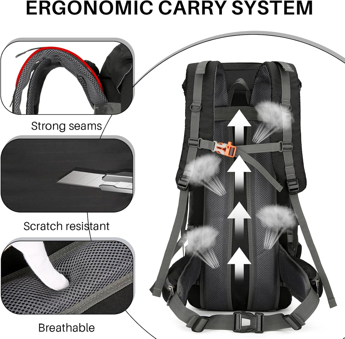 Rucsac drumetie 70L cu husa ploaie si sistem prindere echipament 70x32x23 cm