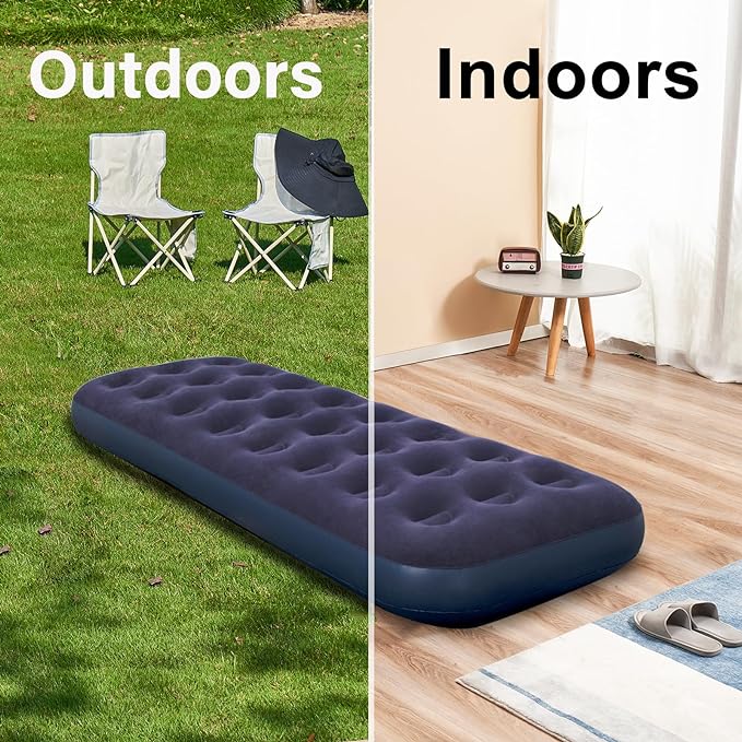 Saltea gonflabila pentru camping, plaja, 1-2 persoane, PVC si catifea