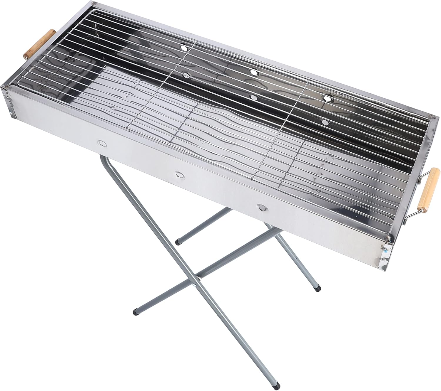 Gratar pliabil portabil  cu maner din lemn, 65x30x67 cm