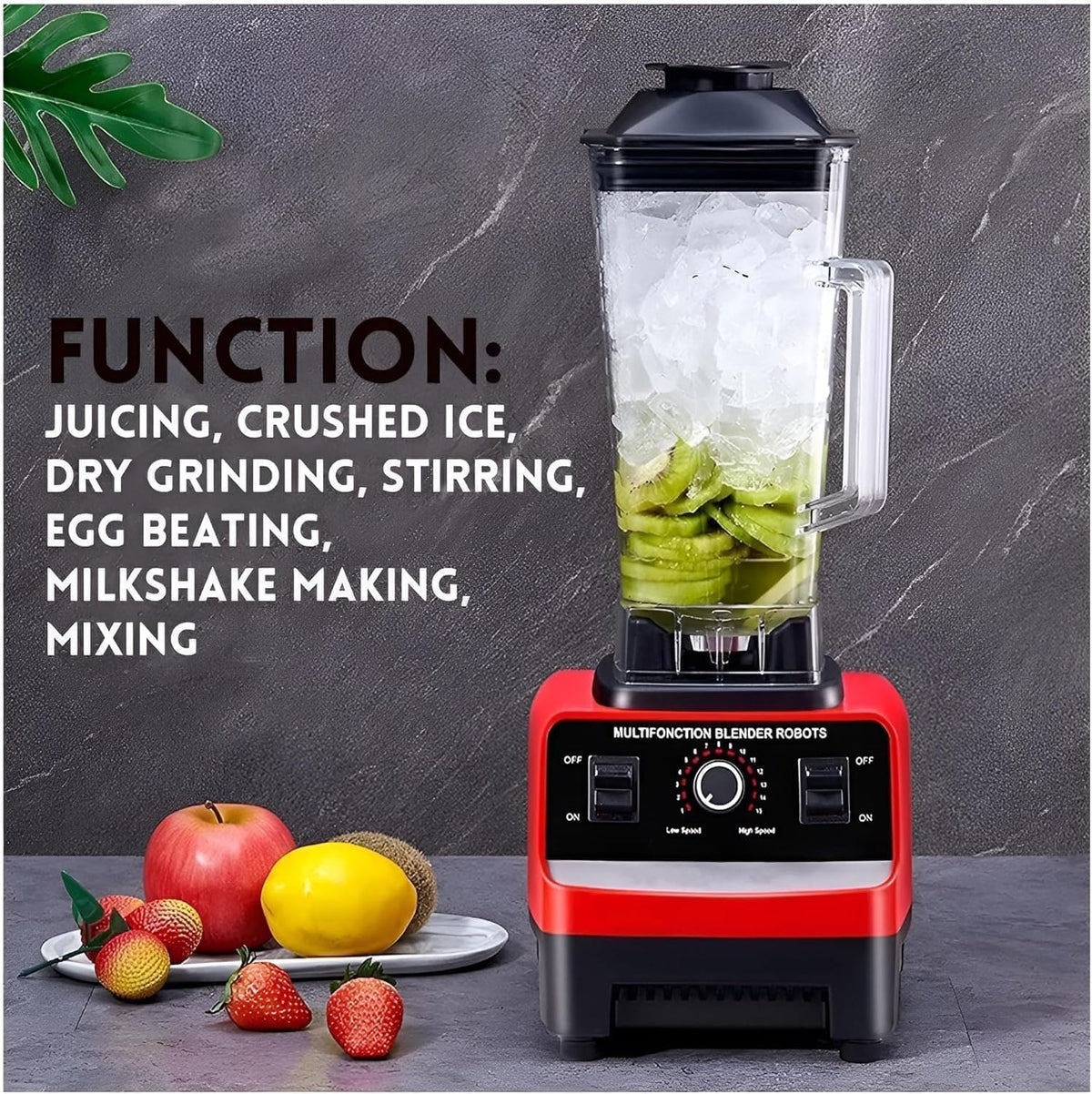 Blender Profesional de bucatarie 2 in 1, 2.5L, motor din cupru, 15 viteze, 4500W