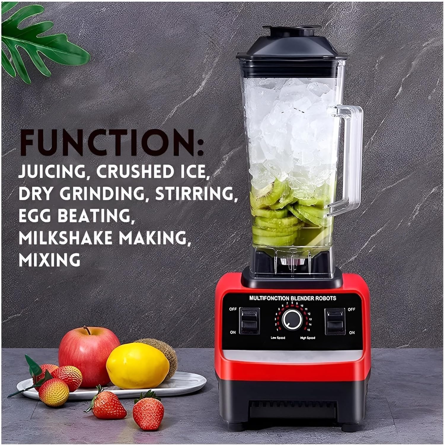 Blender Profesional de bucatarie 2 in 1, 2.5L, motor din cupru, 15 viteze, 4500W