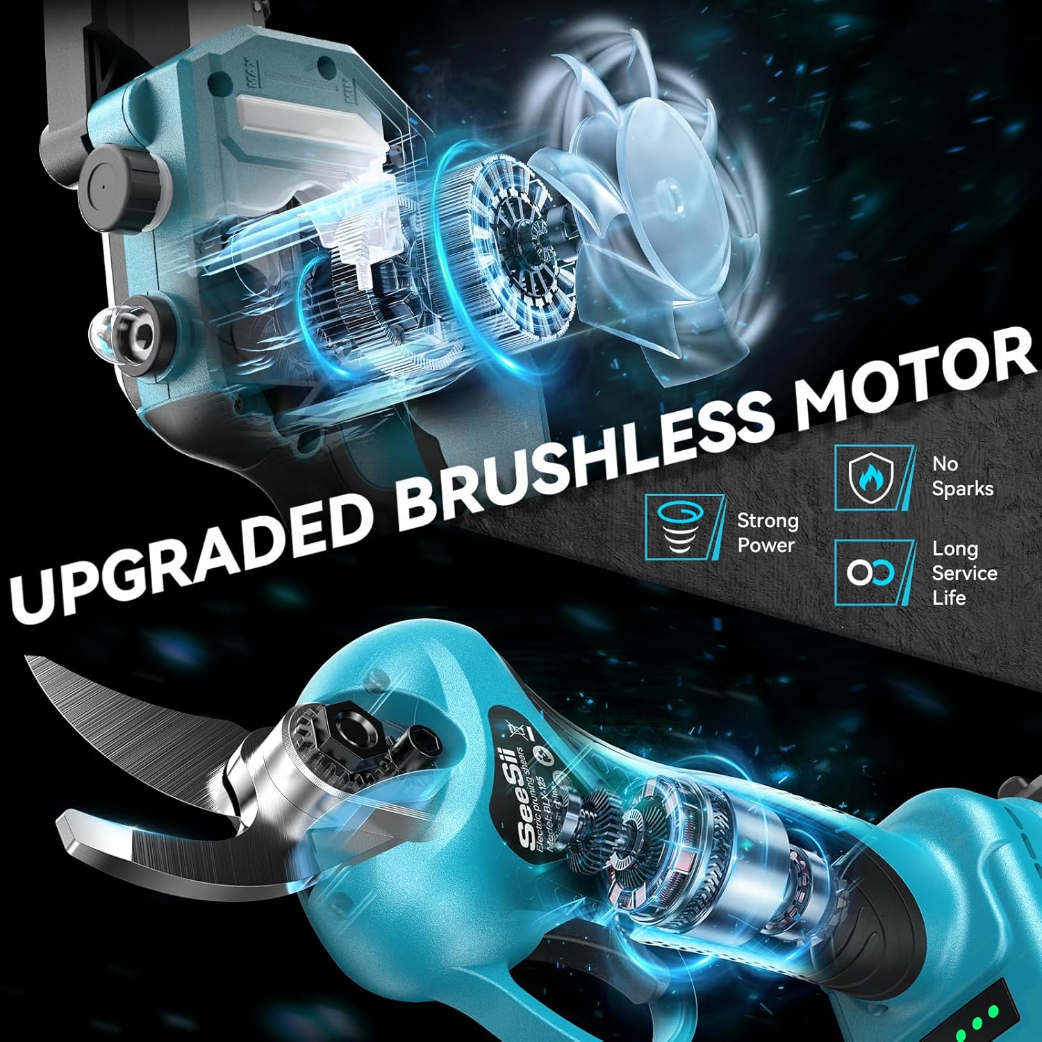 Foarfeca electrica pentru gradina , 21V, 2 Acumulatori, Brat Telescopic 2m, Unghi Reglabil de Taiere