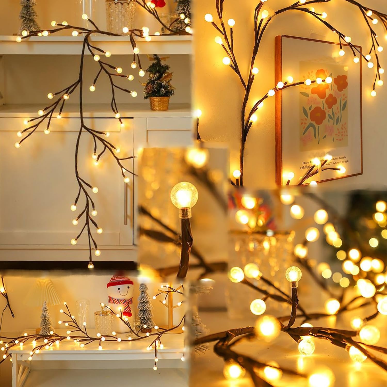 Ghirlanda luminoasa decorativa cu ramuri flexibile – 1.6 m, 72 LED-uri, telecomanda si alimentare USB