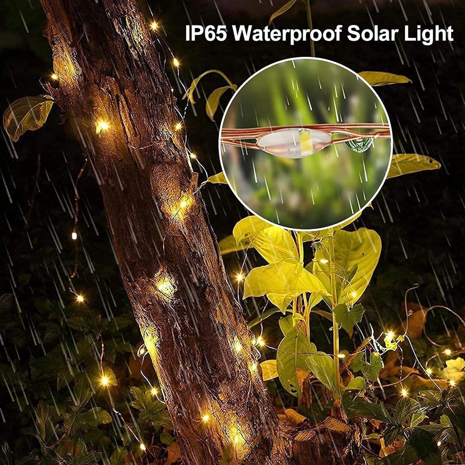 Ghirlanda Luminoasa Solara din Cupru 30M, cu 300 MiniLED-uri, 8 Programe, telecomanda