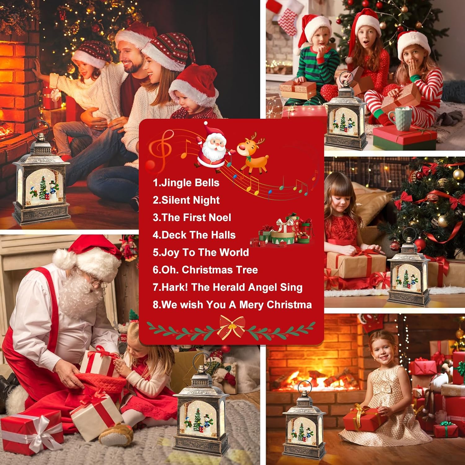 Glob de zapada muzical de Craciun cu om de zapada – lumini calde, efect de ninsoare si 8 melodii festive