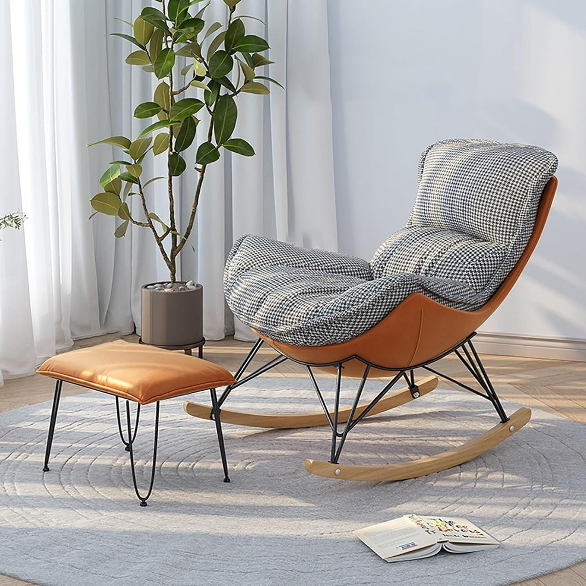 Fotoliu balansoar Lobster cu cadru metalic si perna de picior