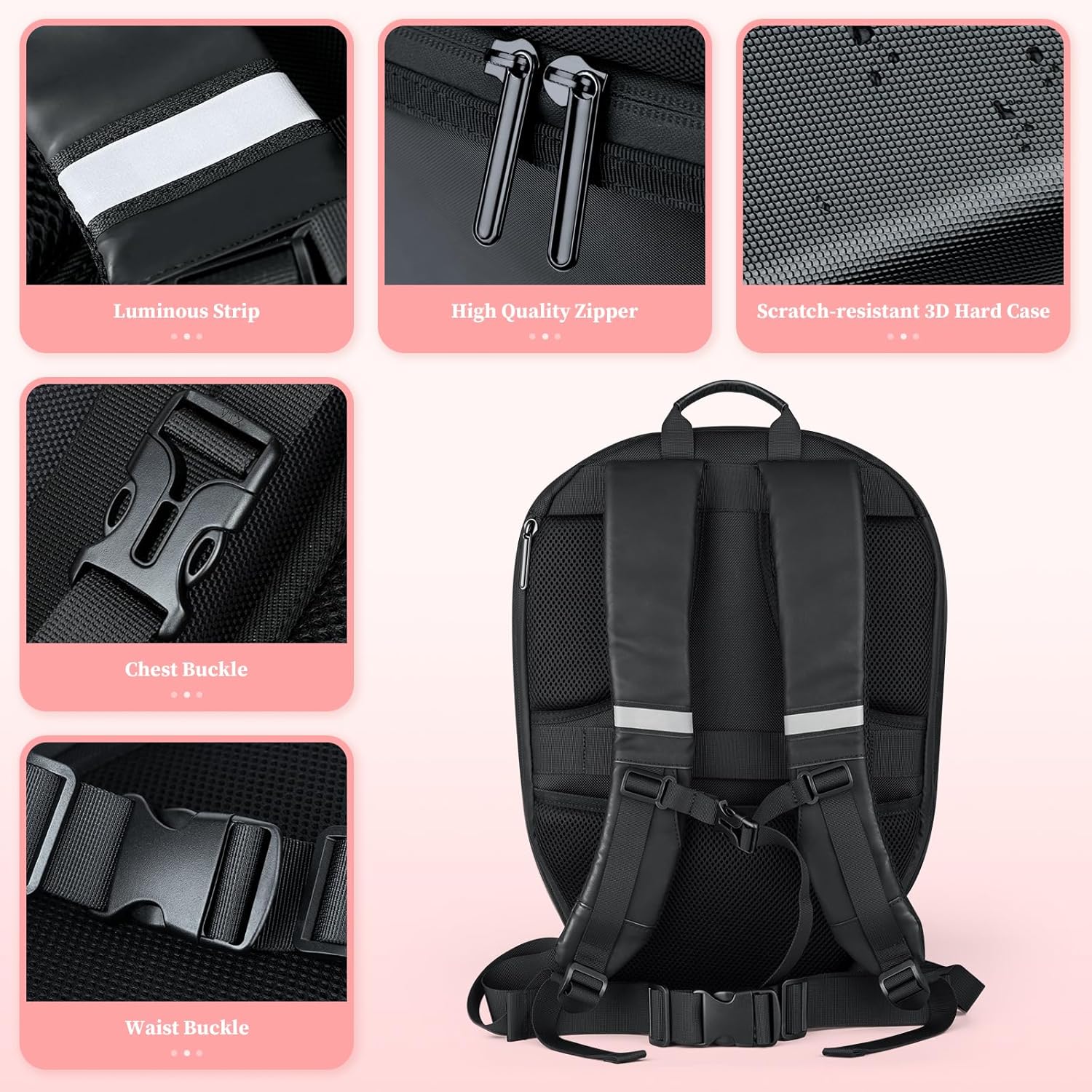 Rucsac moto Led, impermeabil, compartiment laptop 15.6, extensie pentru casca