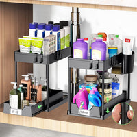 Raft de depozitare sub chiuveta, 2 nivele, multifunctional - imagine 2