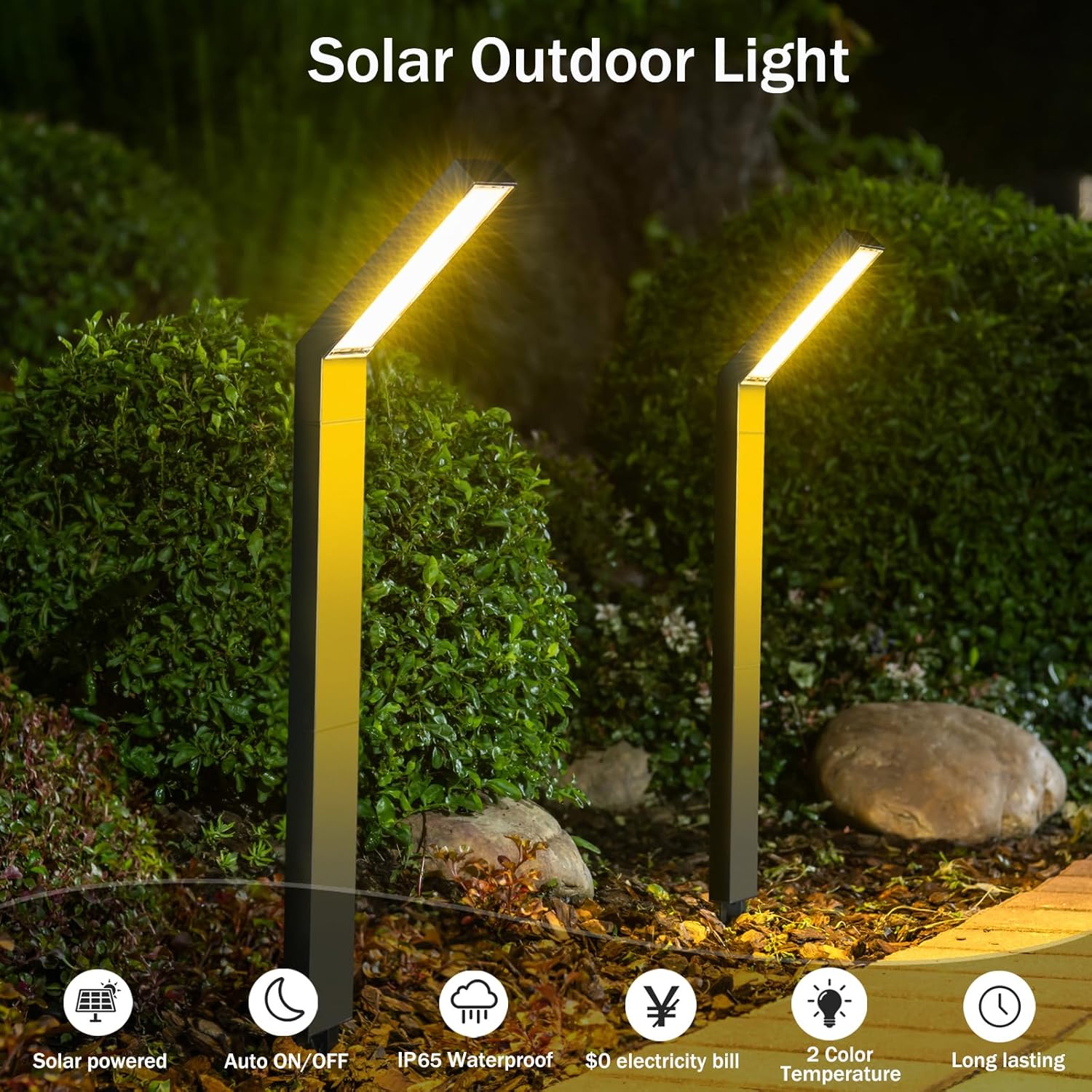 Lampa Solara LED pentru Gradina, 90 LED-uri, 3 Moduri Iluminare, Protectie IP65, Inaltime 83 cm, Culoare Negru