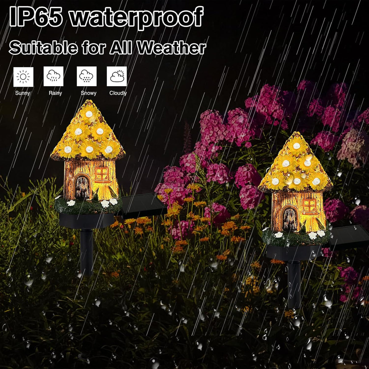 Lampa decorativa de gradina cu încarcare solara, model casuta din povesti