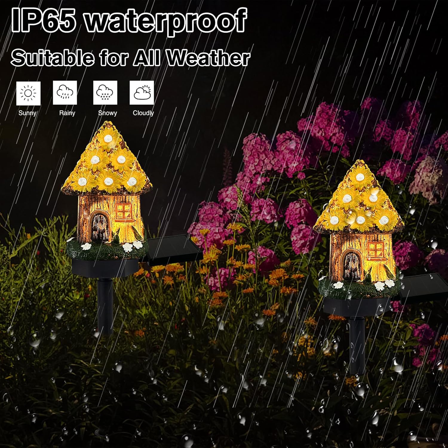 Lampa decorativa de gradina cu încarcare solara, model casuta din povesti