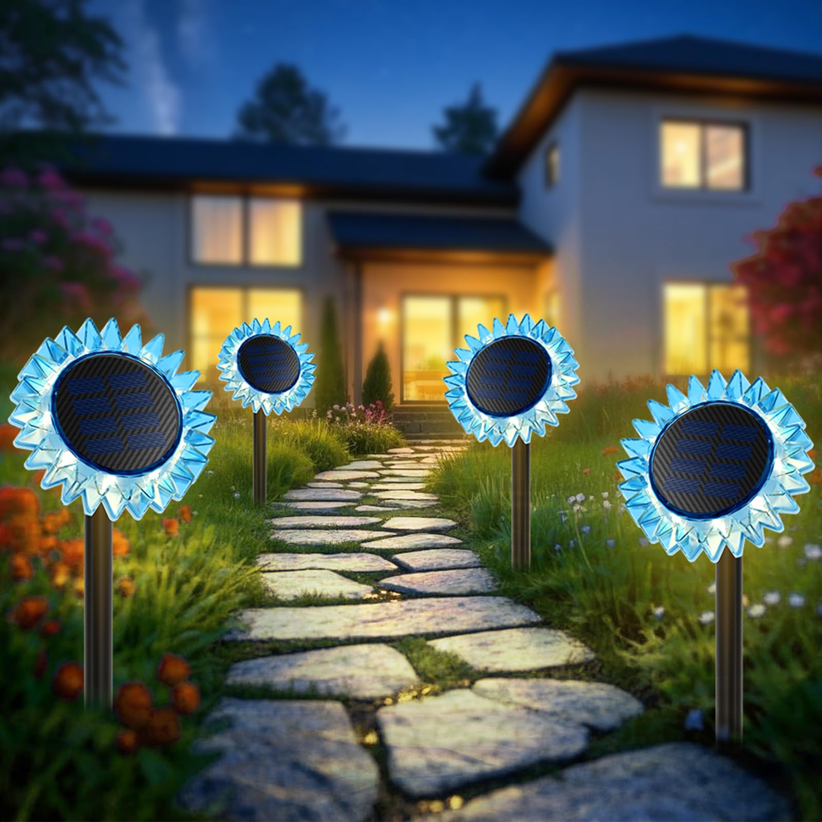 Lampa Solara de Gradina Floarea-soarelui LED Iluminare Automata Decorativa - detaliu produs