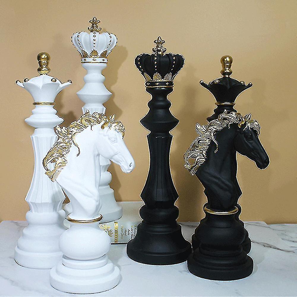 Pachet Statuete Sah Premium : Ornamente Regi, Dame, Calareți - sculpturi decorative  din rășină pentru decoratiuni în casa