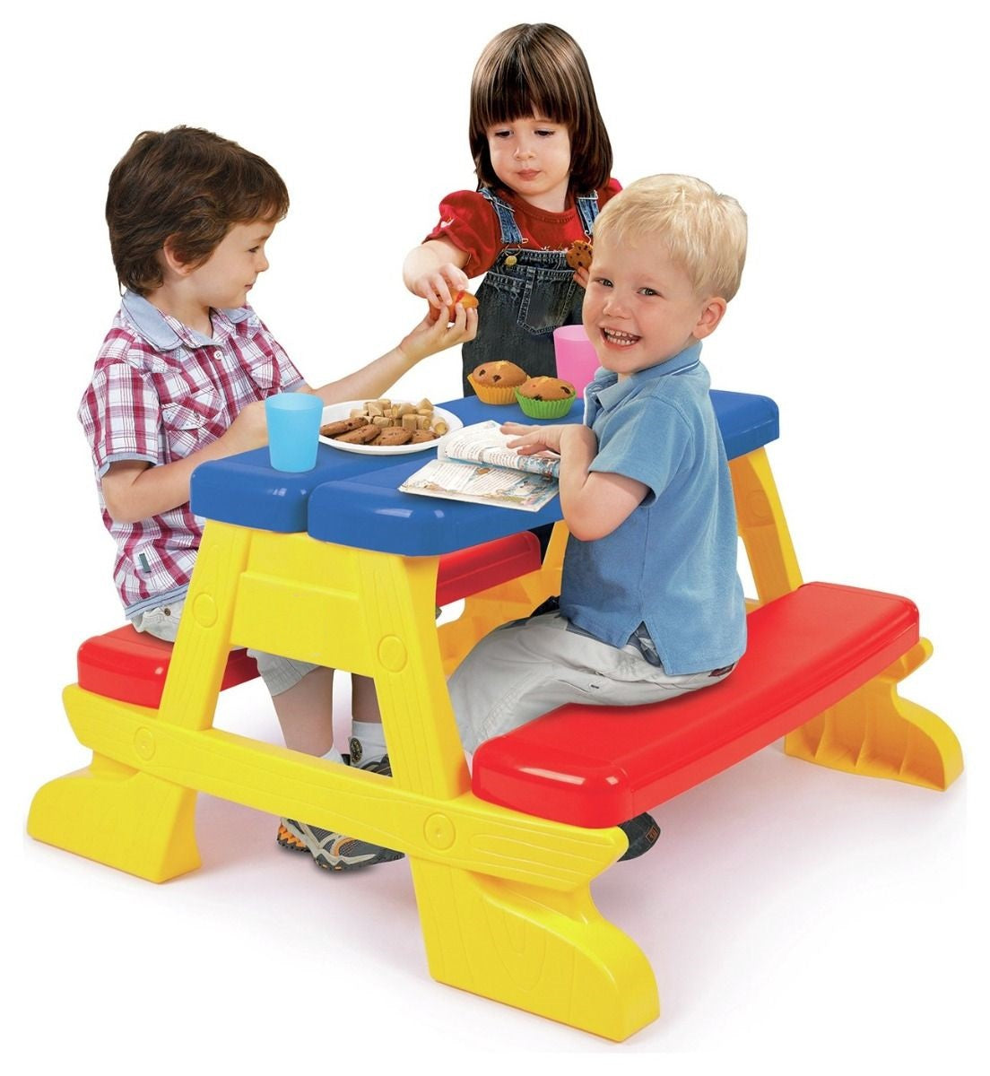 Masuta de picnic pentru 4 copii, 43 x 77 x 71 cm, maxim 35 kg, 2 ani+, Multicolor