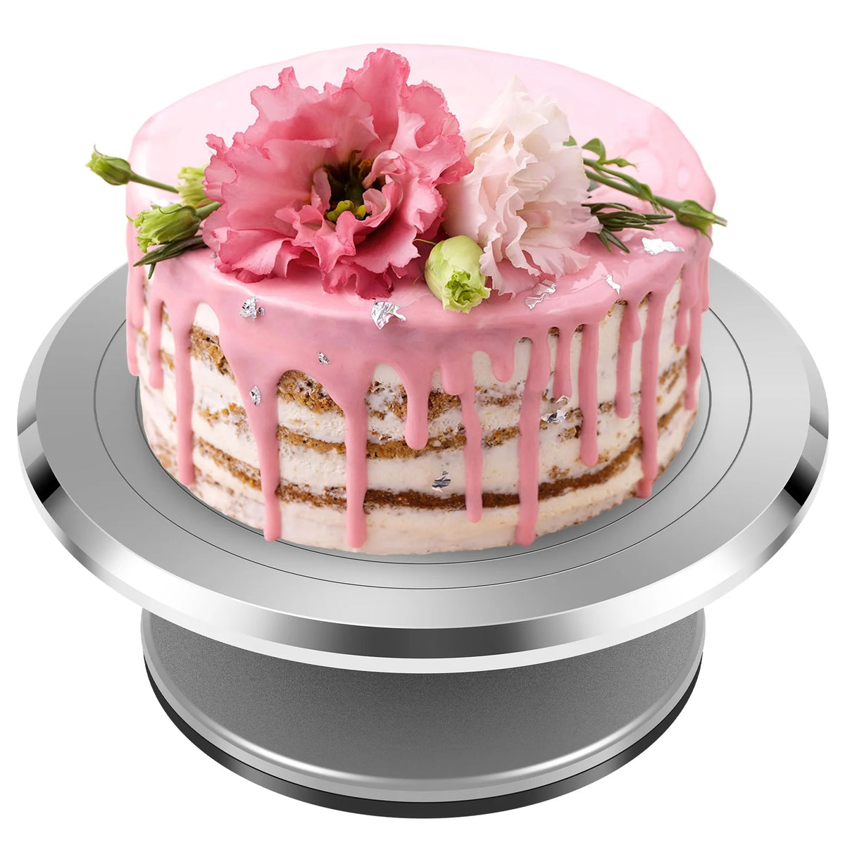 Platou cu picior rotativ pentru decorat tort, aluminiu, diametru 30 cm si picior antiaderent