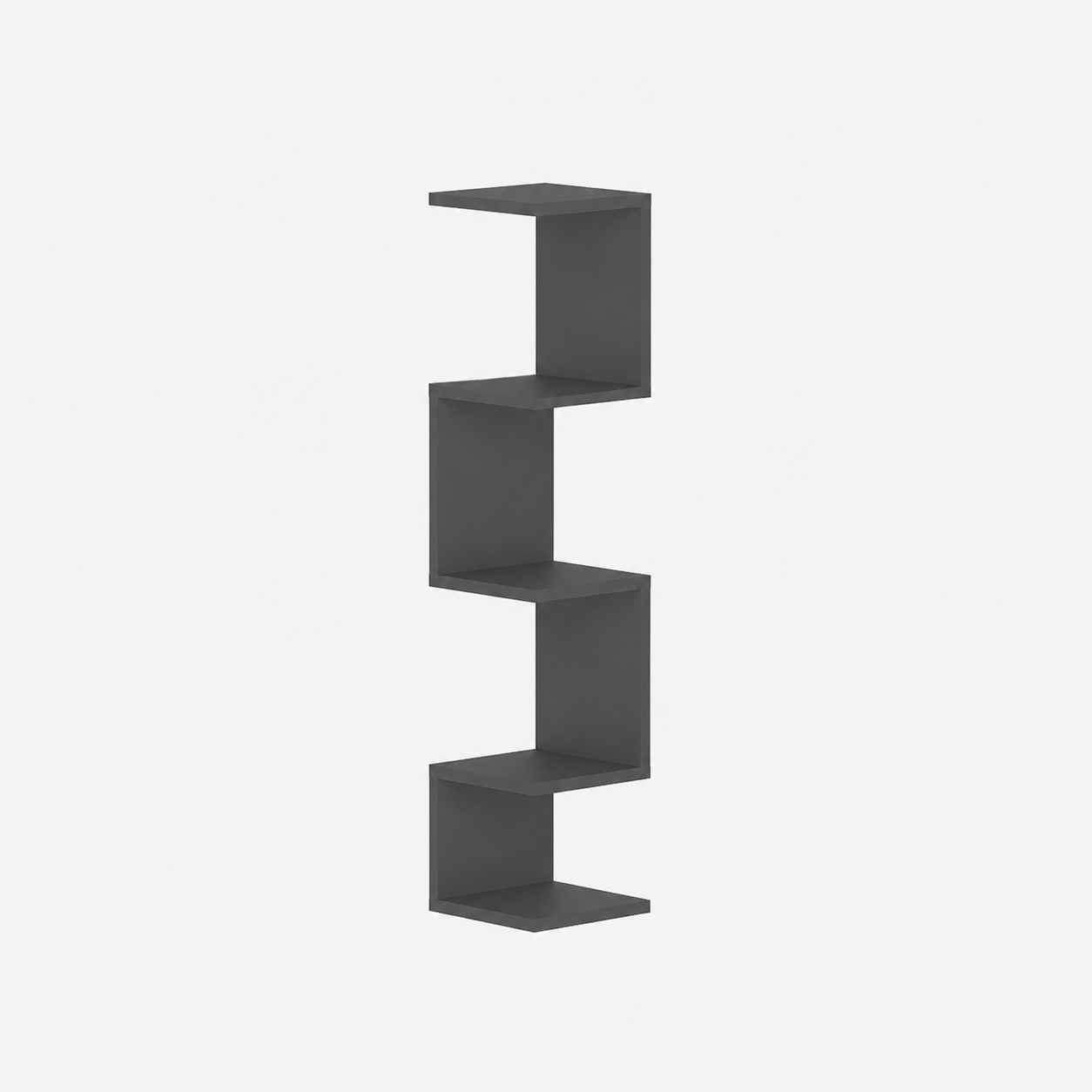 Raft suspendat tip zig-zag din PAL 22,3x22,3x111 cm, cu 4 polite, pentru carti si decoratiuni