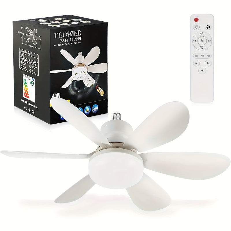 Ventilator de tavan cu LED, 40W, control de la distanta, 52cm x 20cm, alb