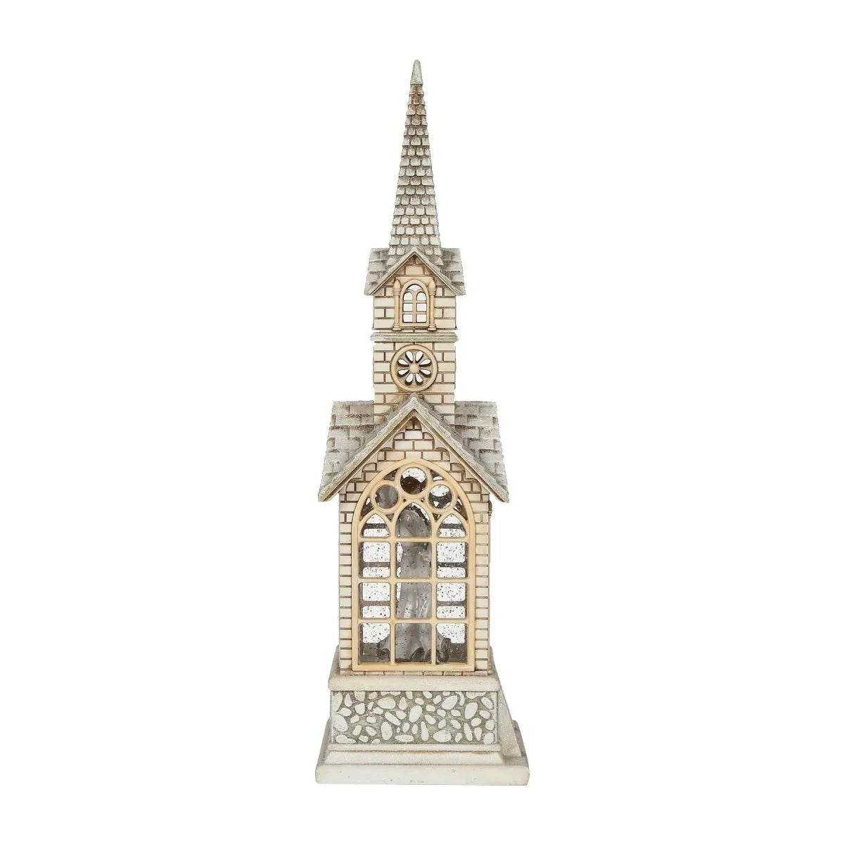 Decorațiune Muzicală de Crăciun tip Biserică cu Înger Iluminat, Lumini și Efect Strălucitor, 40 cm - detaliu produs