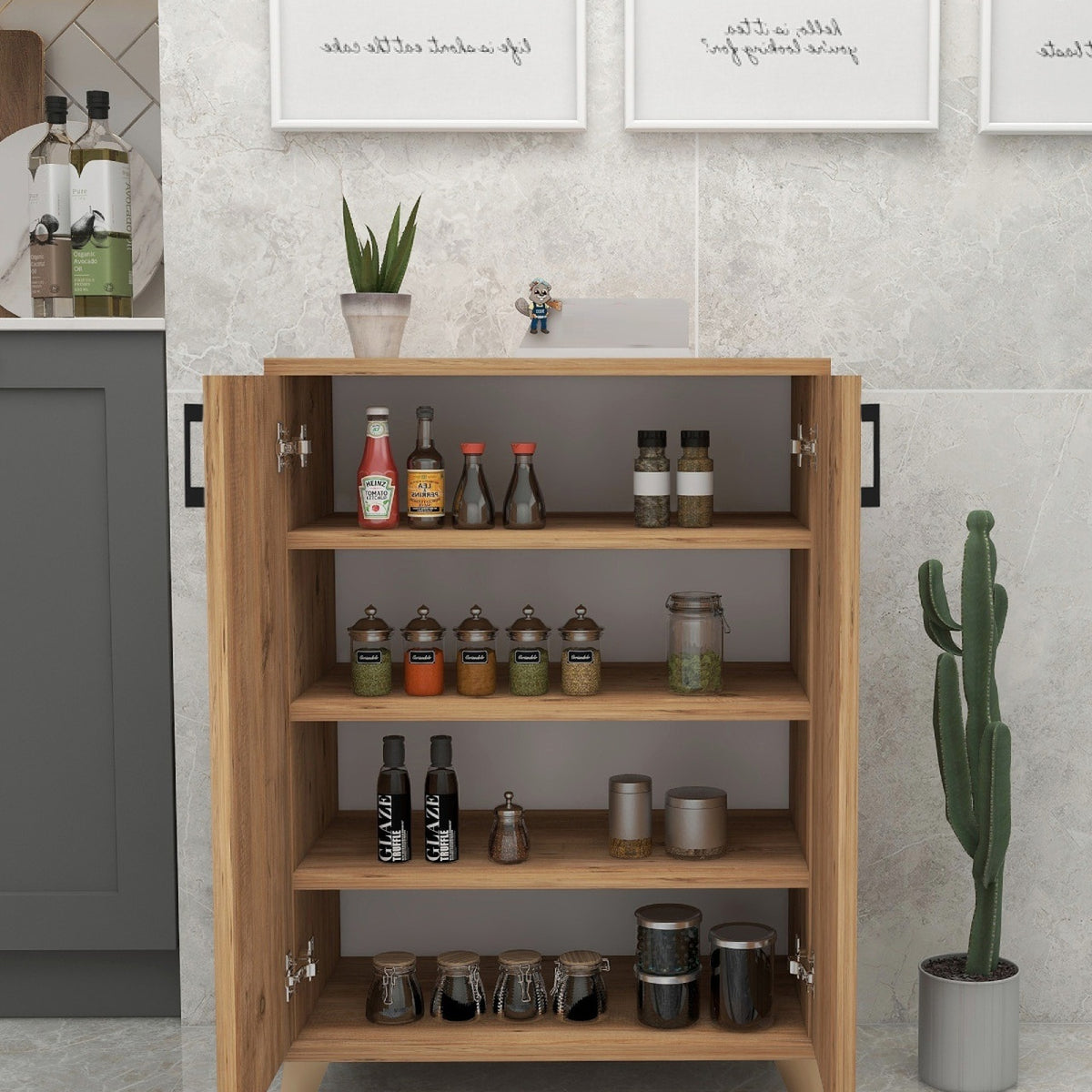 Dulap de depozitare multifunctional cu 2 uși și 4 rafturi, 72x32,5x88 cm