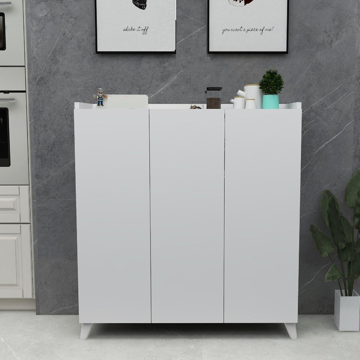 Dulap multifunctional cu 3 usi, Design scandinav modern 103.5 x 90 x 30cm