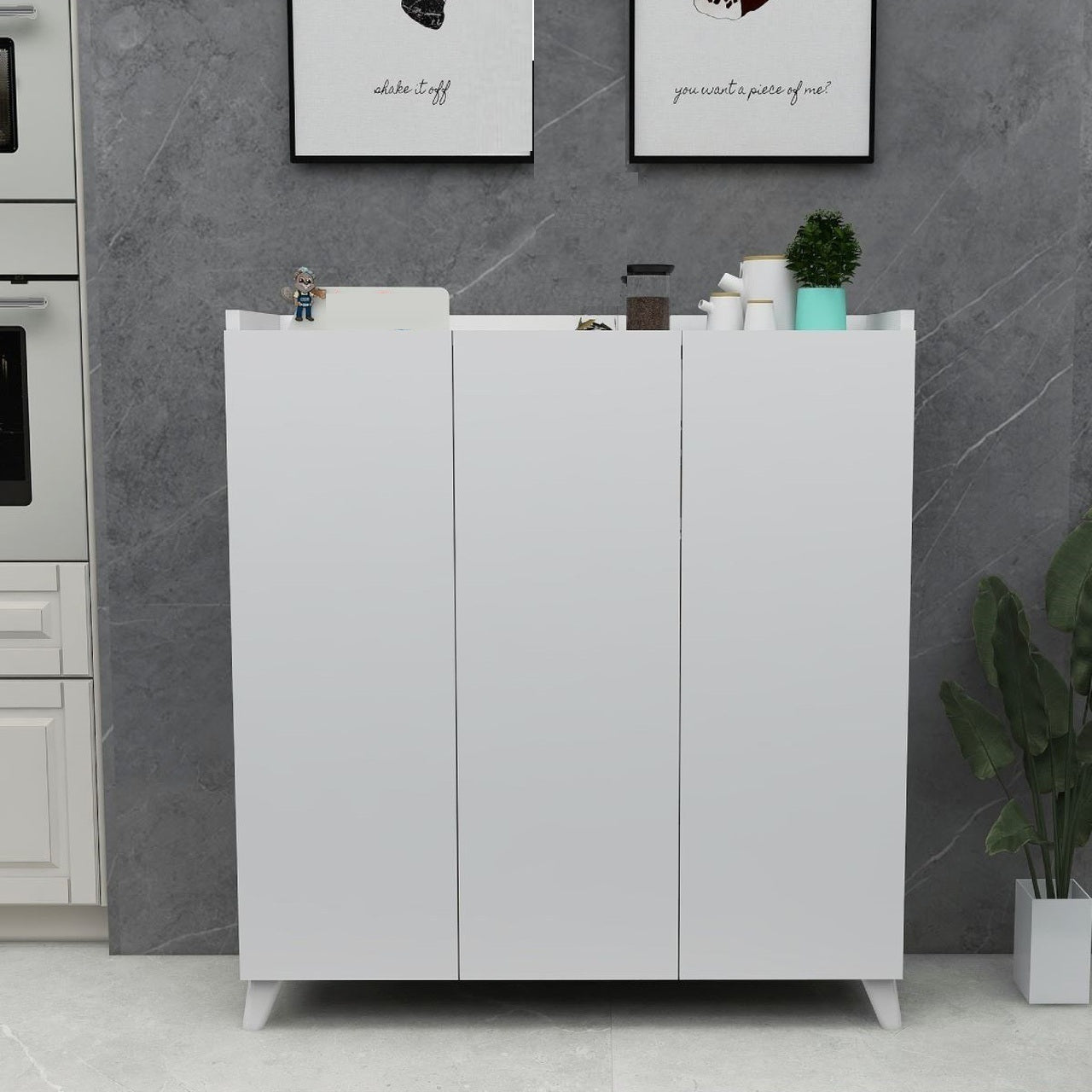 Dulap multifunctional cu 3 usi, Design scandinav modern 103.5 x 90 x 30cm