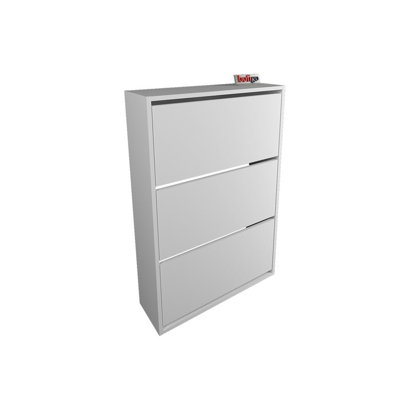 Pantofar cu usa rabatabila si rafturi glisante, 3 compartimente, PAL melaminat de 18 mm, 110  x 73,5  x 22 cm