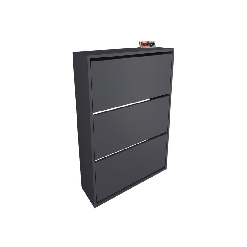 Pantofar cu usa rabatabila si rafturi glisante, 3 compartimente, PAL melaminat de 18 mm, 110  x 73,5  x 22 cm