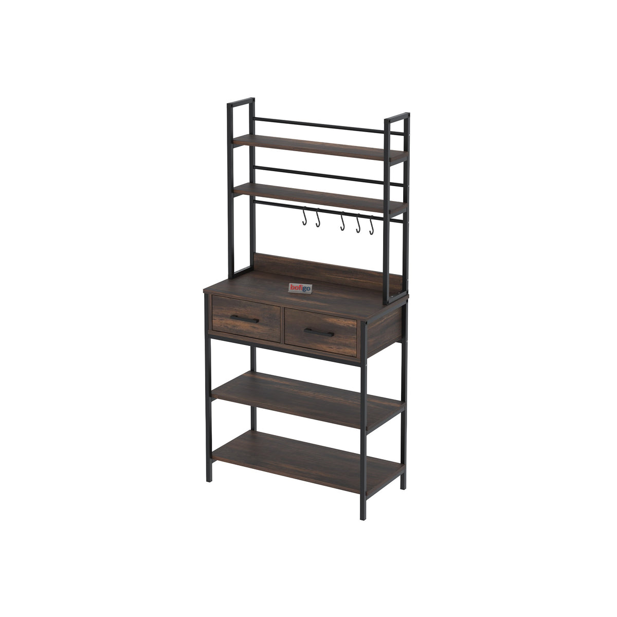 Suport de bucătărie cu 2 sertare și 5 rafturi 120x74x10 cm