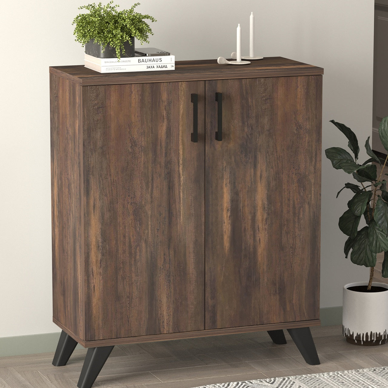 Dulap de depozitare multifunctional cu 2 uși și 4 rafturi, 72x32,5x88 cm