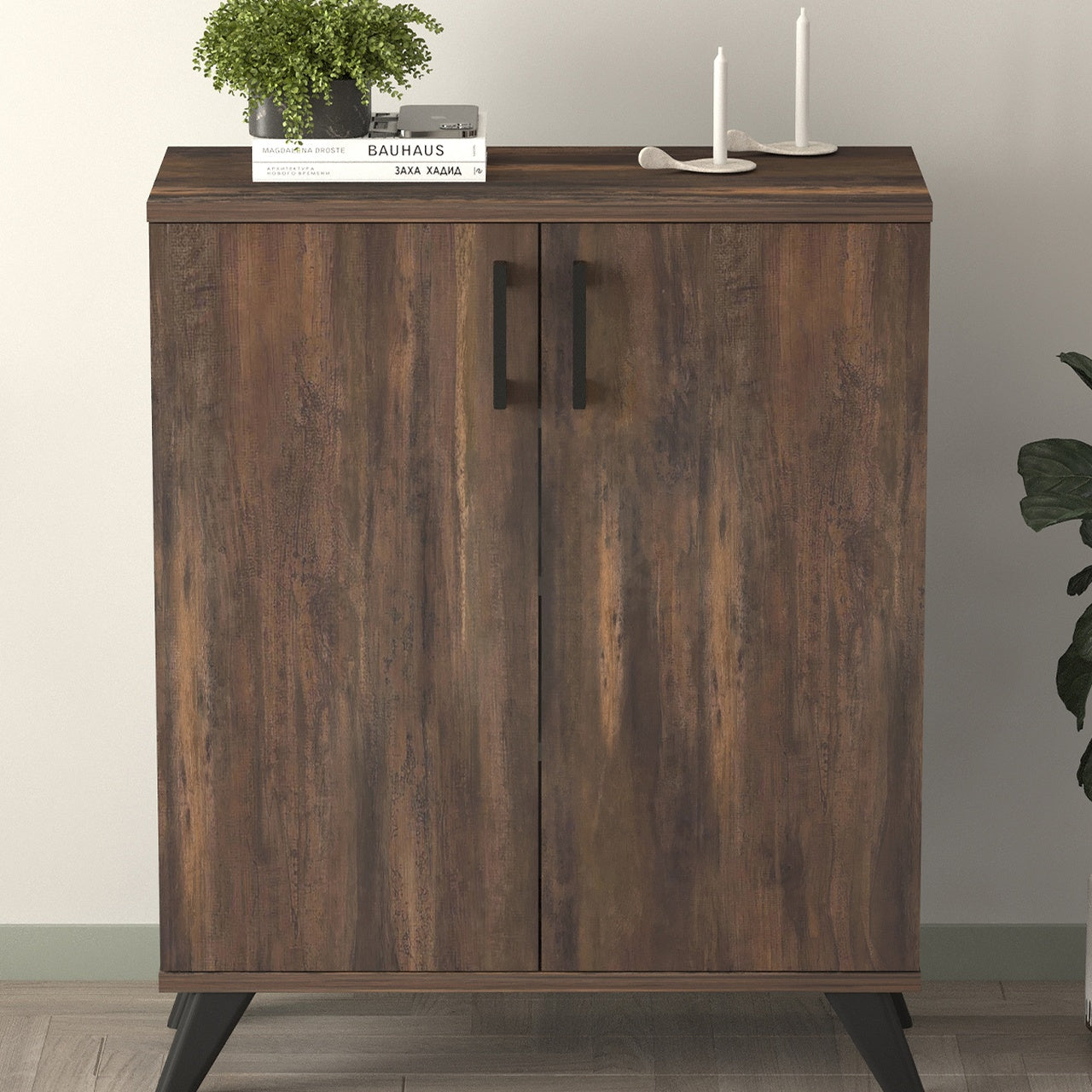 Dulap de depozitare multifunctional cu 2 uși și 4 rafturi, 72x32,5x88 cm