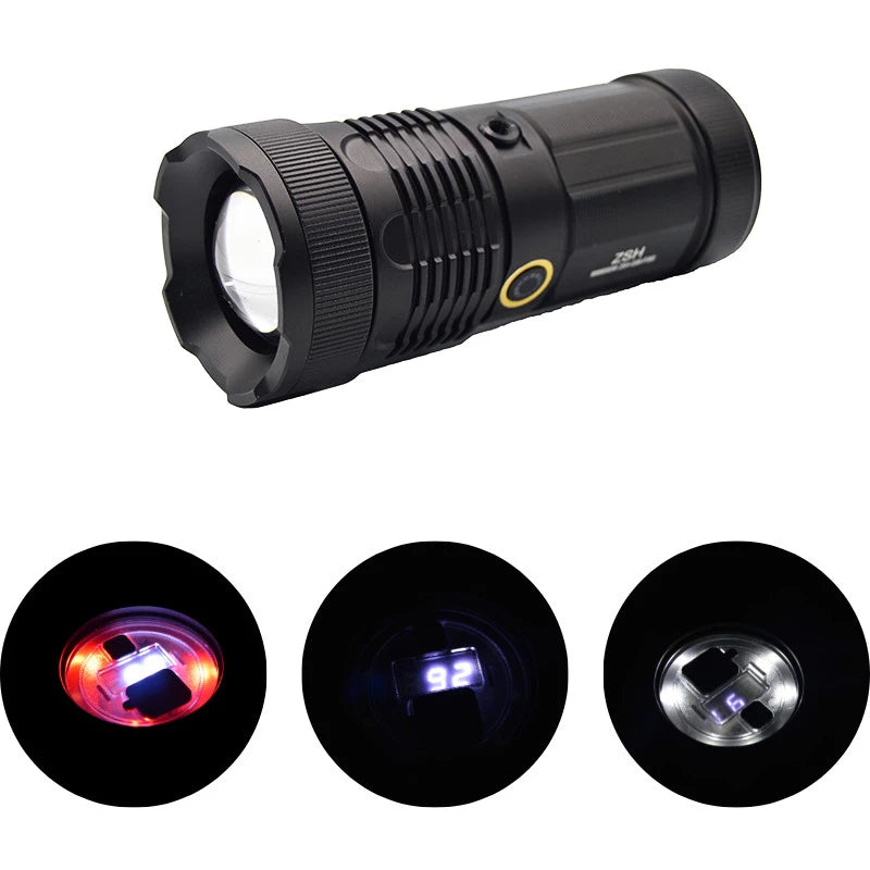 Lanterna profesioana 10W cu laser led si maner, acumulatori 3 x 16500, ZSH-G99-P360
