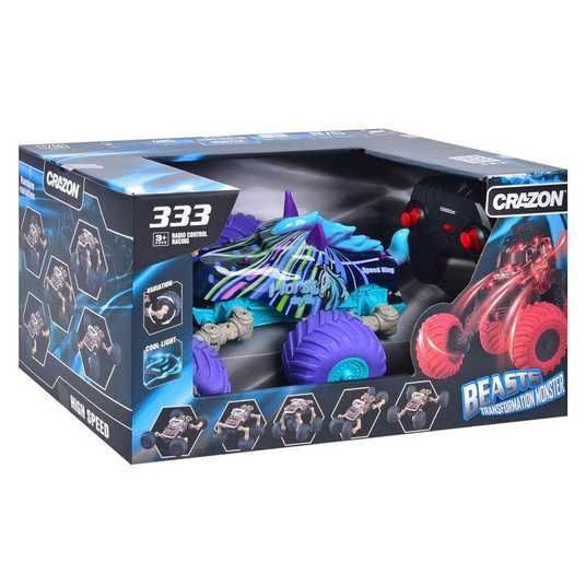 Masinuta pentru copii cu telecomanda, model Unicorn, transformabil, cu lumini LED