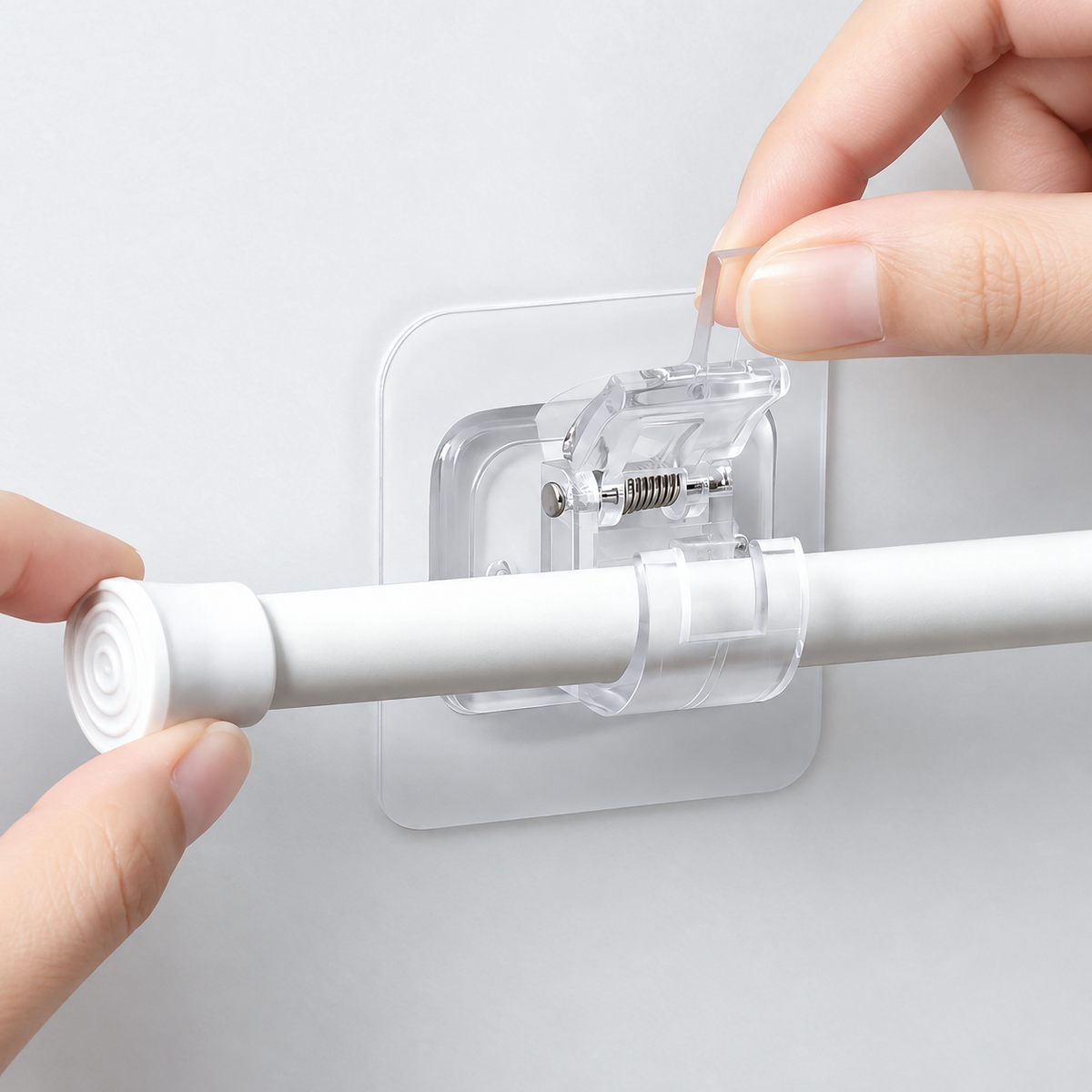 Set 10 Suporturi pentru Tija de Perdea Longziming Plastic Transparent Autoadeziv - detaliu produs
