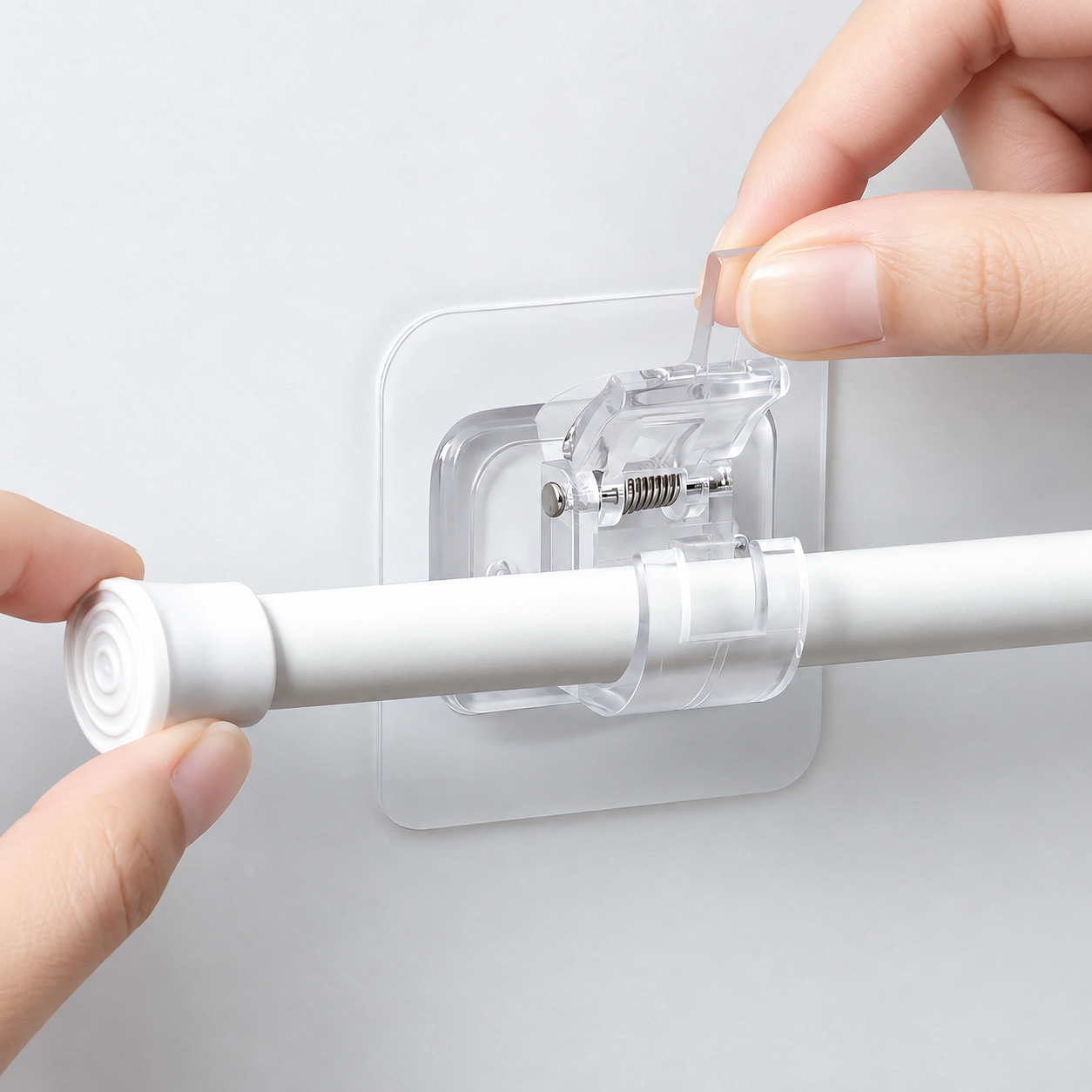 Set 10 Suporturi pentru Tija de Perdea Longziming Plastic Transparent Autoadeziv - detaliu produs