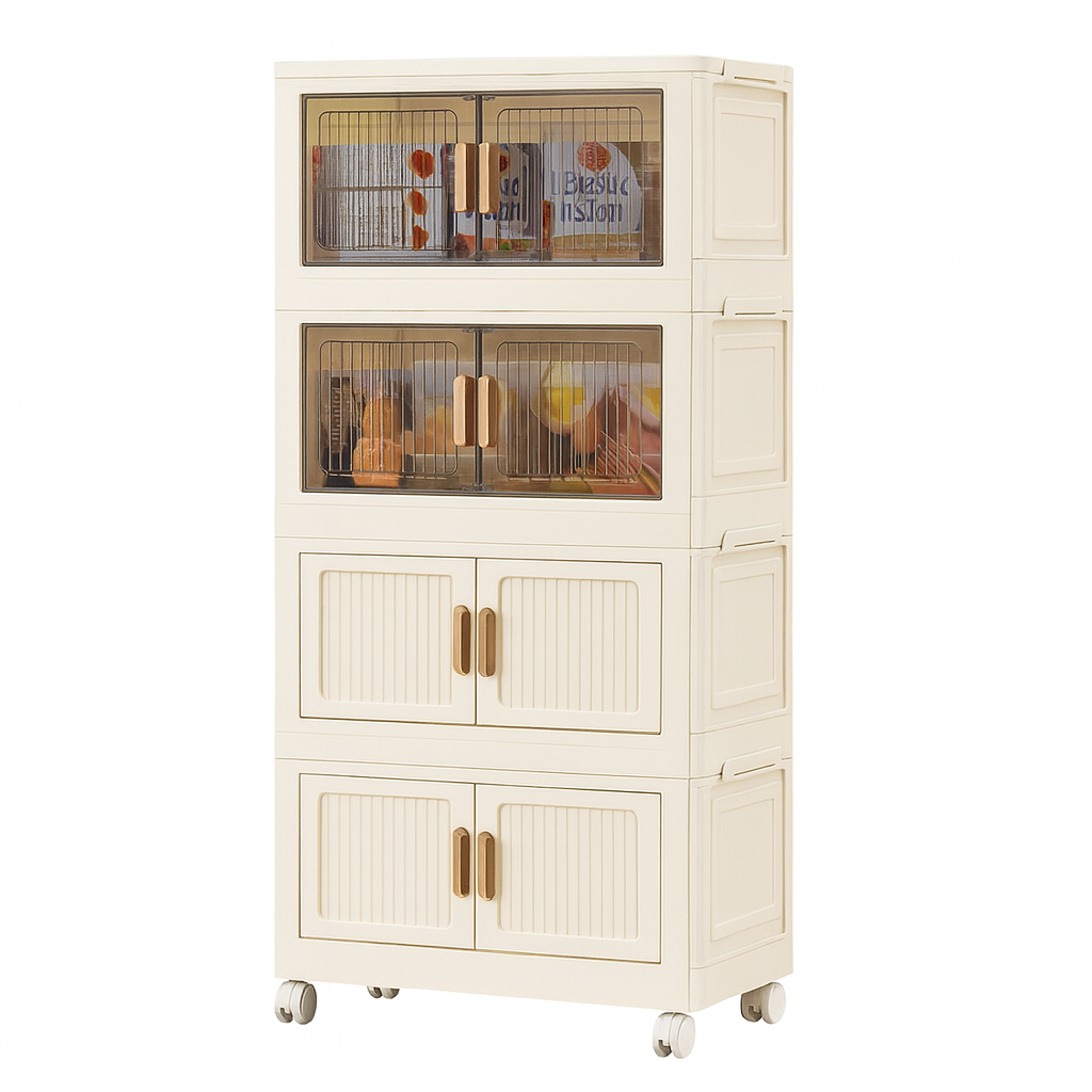 Dulap Modular cu 4 Nivele, Usi Magnetice si Roti – 53,5x25x100 cm