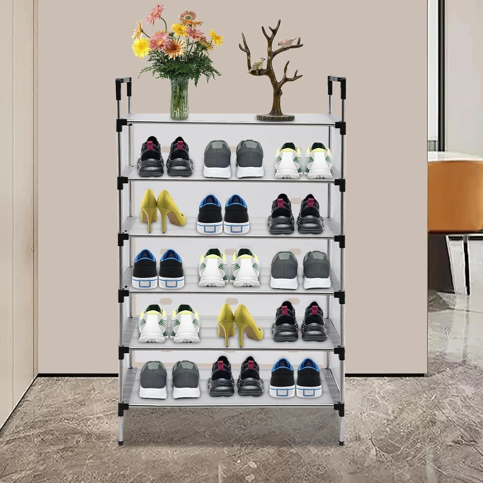 Raft pliabil pentru pantofi cu 4, 5 sau 6 etaje, design modern, stabil și multifuncțional
