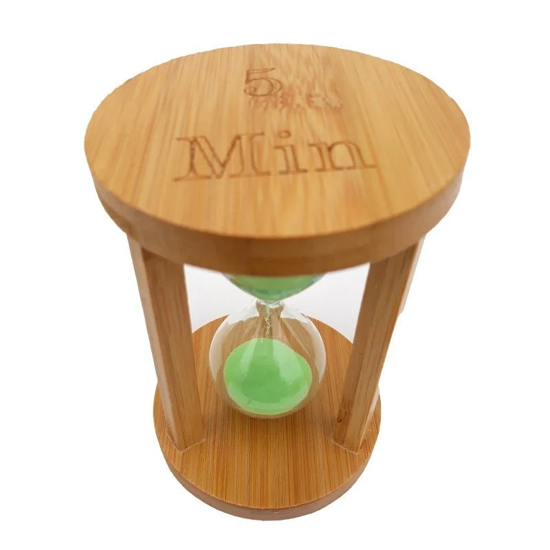 Clepsidra din lemn cu nisip colorat  5 Minute Sticla Cristalina 15 cm - detaliu produs