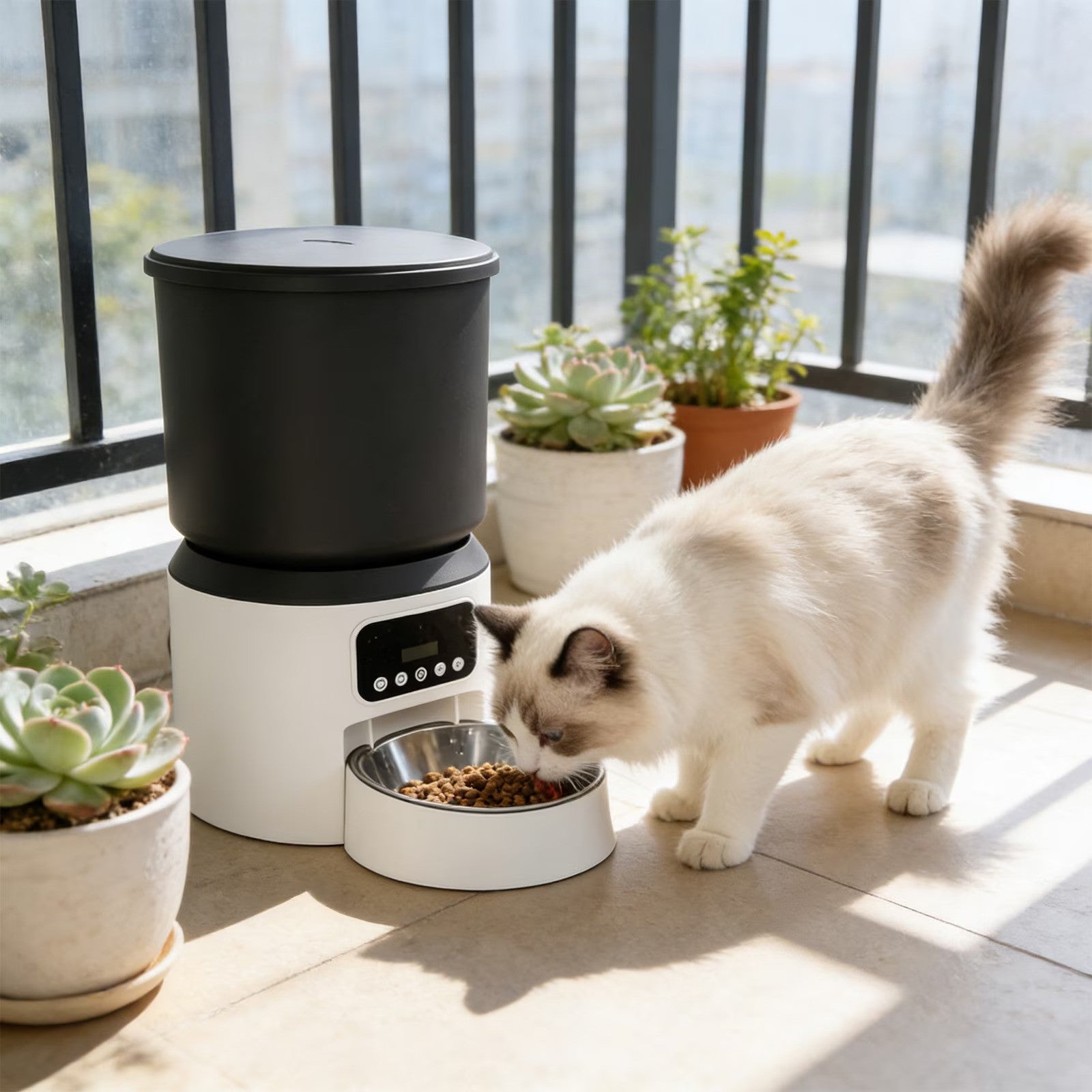 Dispenser Inteligent Hrana Animale 5V Alb Automat Programabil - detaliu produs