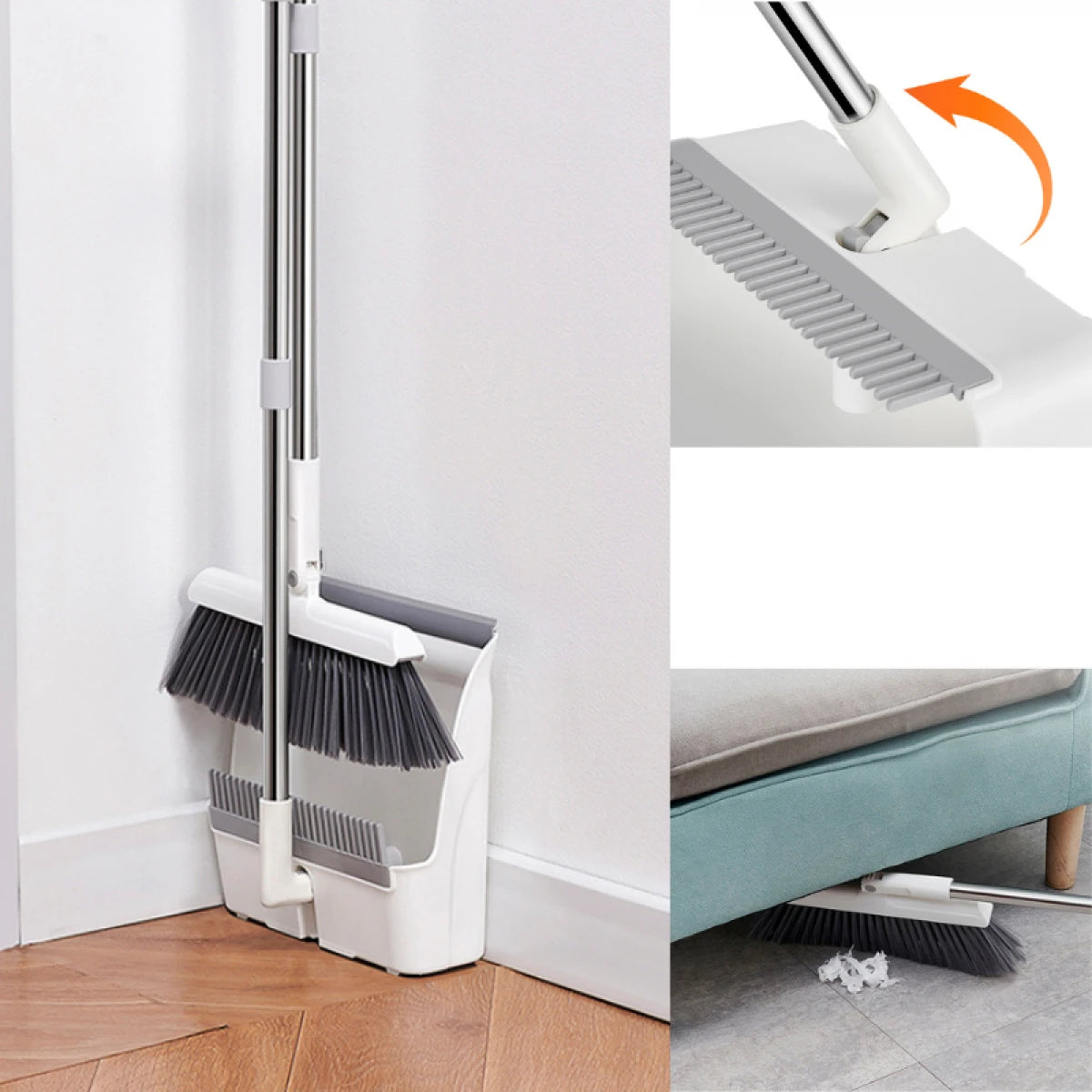 Set matura si faras pliabil, coada inox, perii moi de 7.5 cm, alb