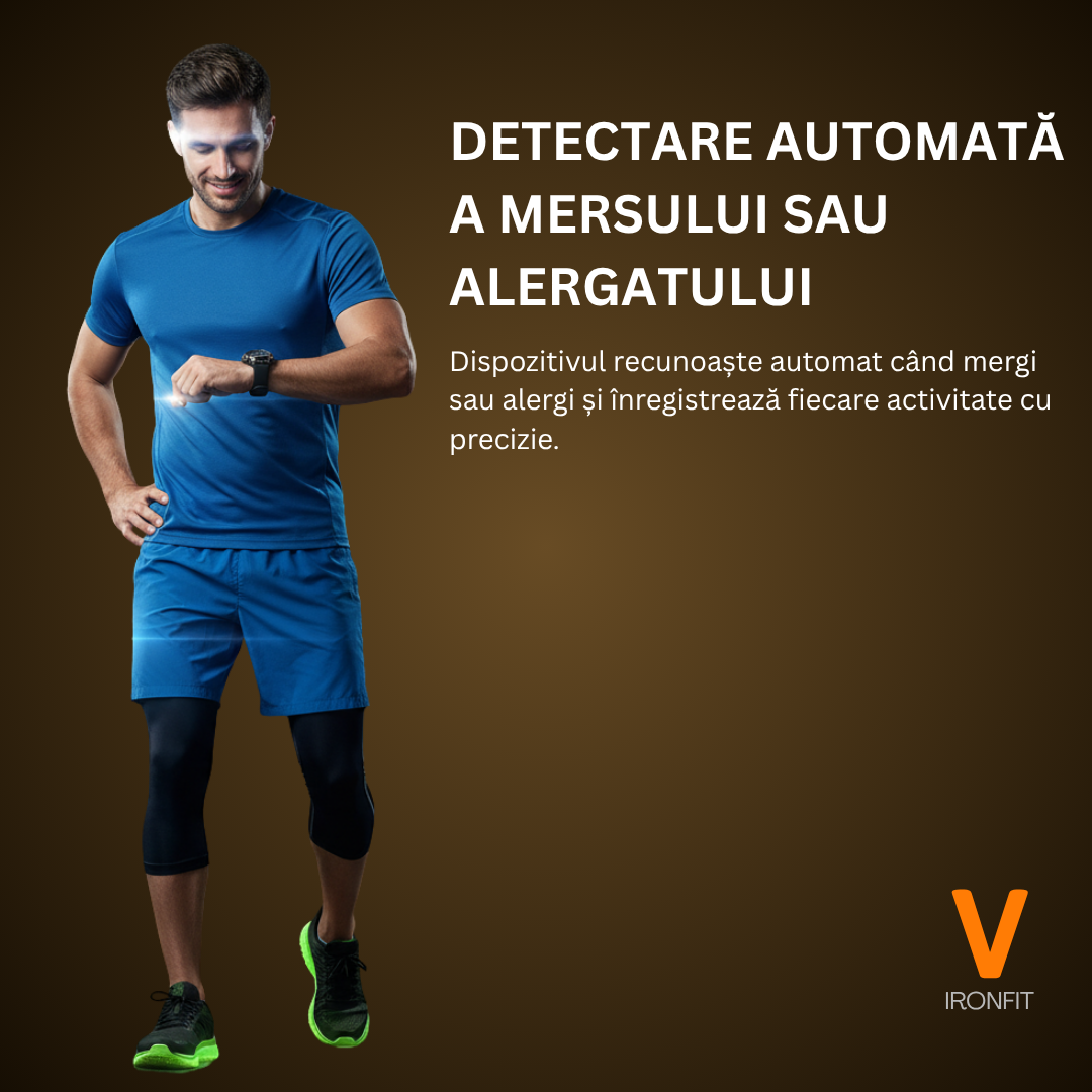 Ceas Smartwatch Barbati IRONFIT, Ecran AMOLED 1.43", Fitness, Sport, Apel Bluetooth, Notificari Limba Romana, Microfon HD, Rezistent Apa 5ATM, 2 Curele Incluse, Negru