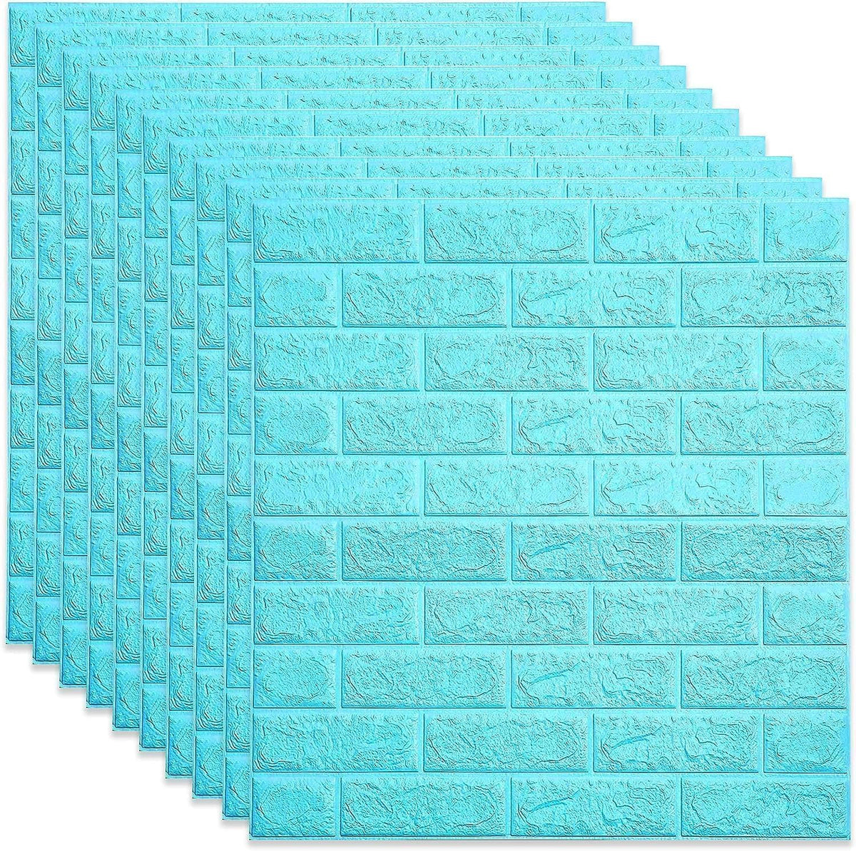 Tapet 3D caramida Turcoaz auto-adeziv pentru interior, 70 x 77 cm - imagine 3