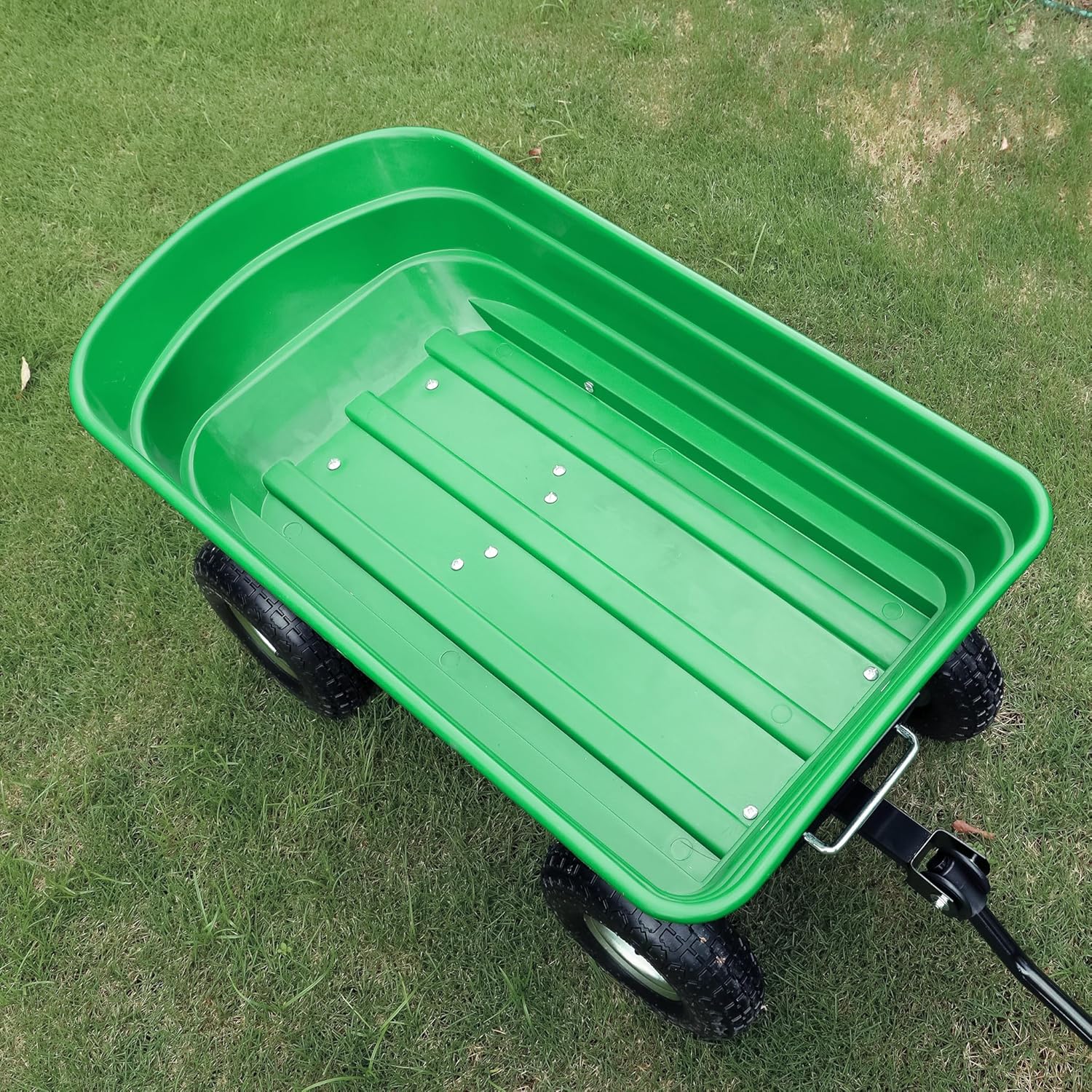 Carucior pentru gradina si curte, cuva basculanta, 125 L, roti cauciuc, verde