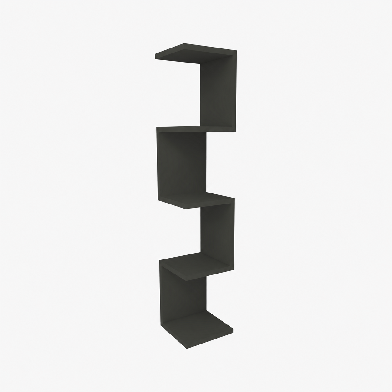 Raft suspendat tip zig-zag din PAL 22,3x22,3x111 cm, cu 4 polite, pentru carti si decoratiuni