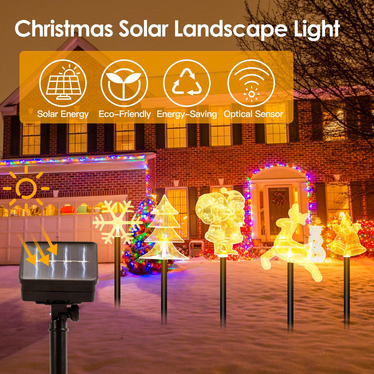 Set 5 Decoratiuni Solare LED Exterior Gradina Iluminare Solara Multicolora - detaliu produs