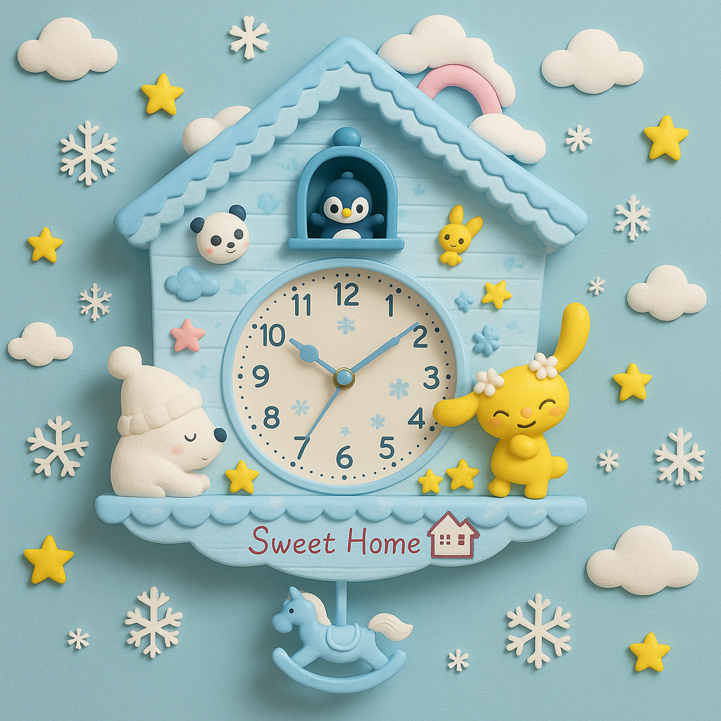 Ceasuri decorative de perete pentru camera copiilor – modele Sweet Home si Welcome Home (36 x 30 cm)