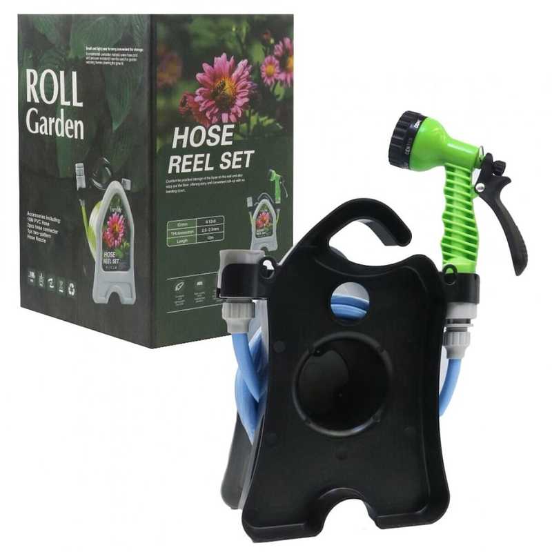 Set furtun gradinarit 10m 1/2" cu suport, plastic, 26x17x14cm