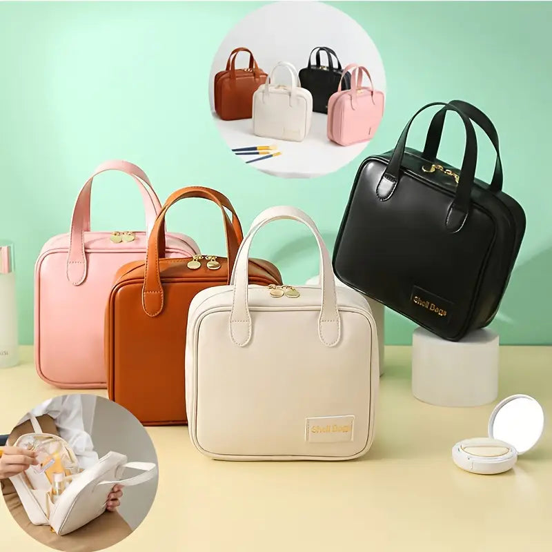 Geanta de Machiaj Portabila din Piele Ecologica, 21x19x8cm