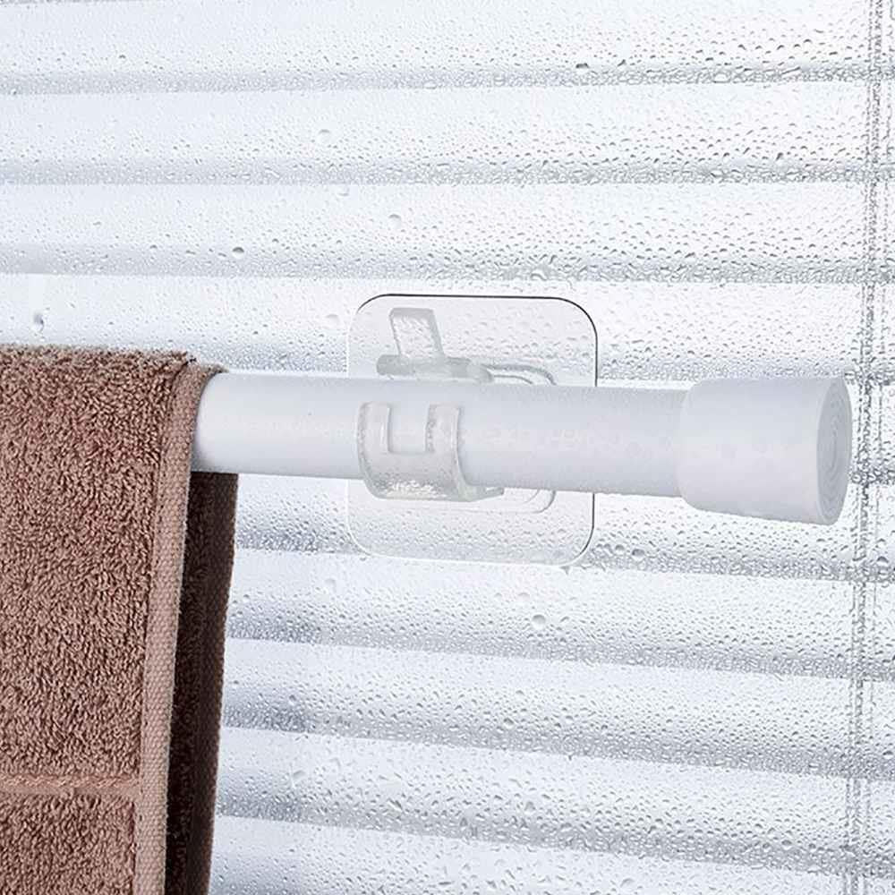 Set 10 Suporturi pentru Tija de Perdea Longziming Plastic Transparent Autoadeziv - detaliu produs