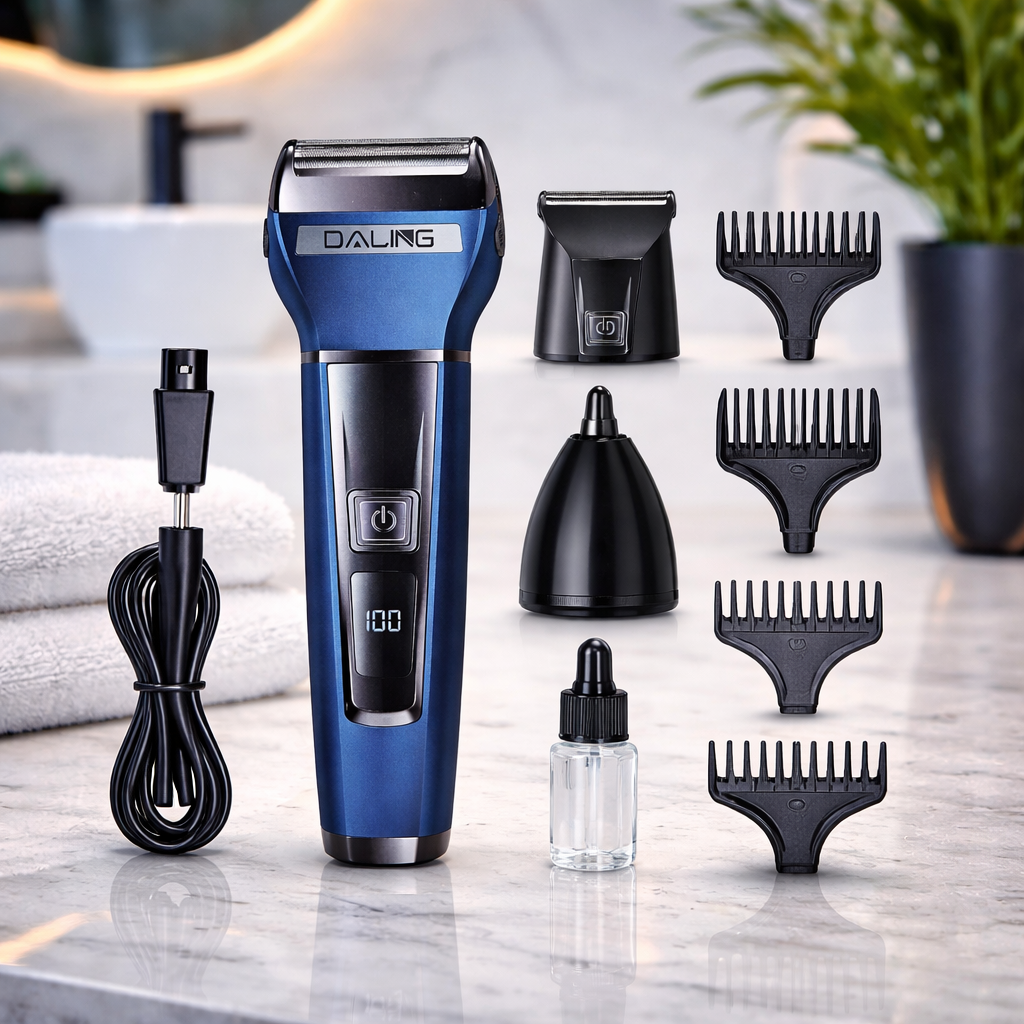 Aparat de tuns 3 in 1 Daling DL-9238 cu afisaj digital pentru barba par si nas